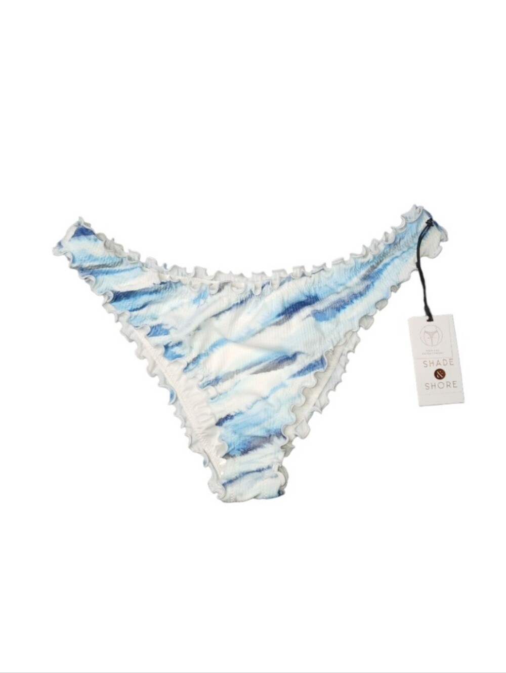 Shade & Shore White and Blue Ruffle Bikini Bottom